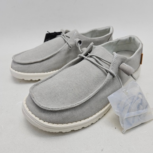 Hey Dude Shoes - Hey Dude Wendy Light Grey Chambray Slip On Loafers Women Size 10 NEW